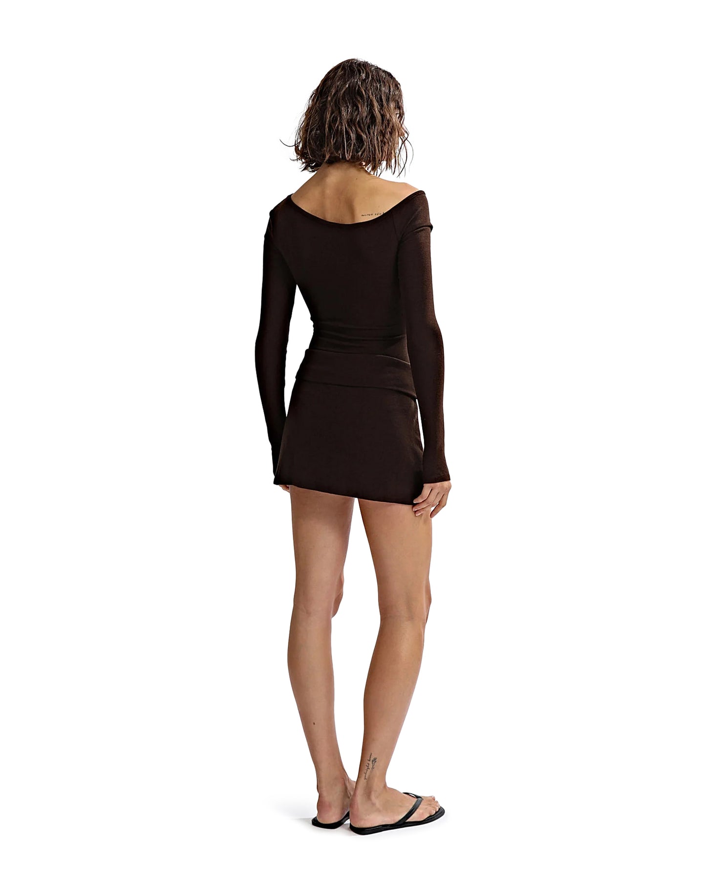 Amelia Asym Long Sleeve Top Brown