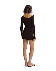 Amelia Asym Long Sleeve Top Brown