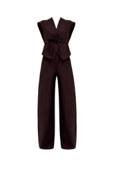 Charley Structured Tie Denim Top - Indigo Blue