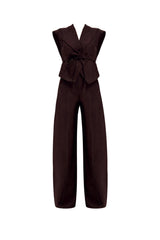 Charley Structured Tie Denim Top - Indigo Blue