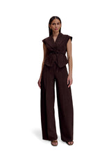 Charley Structured Tie Denim Top - Indigo Blue