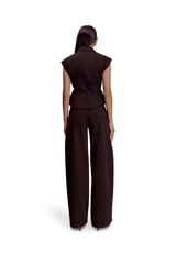 Charley Structured Tie Denim Top - Indigo Blue