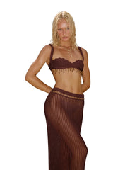 Zulu Crochet Maxi Skirt in Cacao