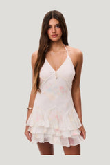 Adrinette Silk Chiffon Mini Dress — model front