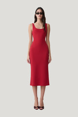 Allyra Scoop Stretch Crepe Midi Dress — model front