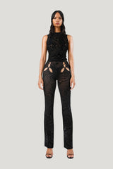 Amina Top - Black Burnout — model front