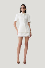 Ariella Button Up Short Sleeves Top — model front