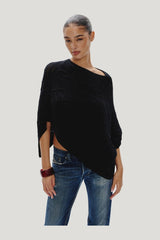Aspen Cotton Knit Poncho — model side