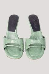 Babygirl Fresh Croco Embossed Leather Slip-On Mule — model side
