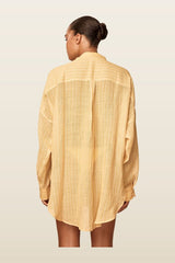 Barcelona Tunic - Meyer Stripe Crinkle Linen — model back