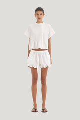 Beatrice Pintuck Top — model front