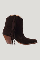Besita The Spirit Fringe Suede Booties — model front