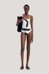BIANCA Printed criss-crossing straps swimsuit — model front
