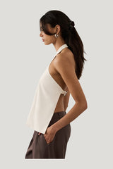 Buckle Back Halter Top — model side