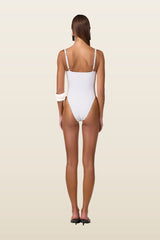 Bustier One Piece (Cream Black Polka Dot) — model back