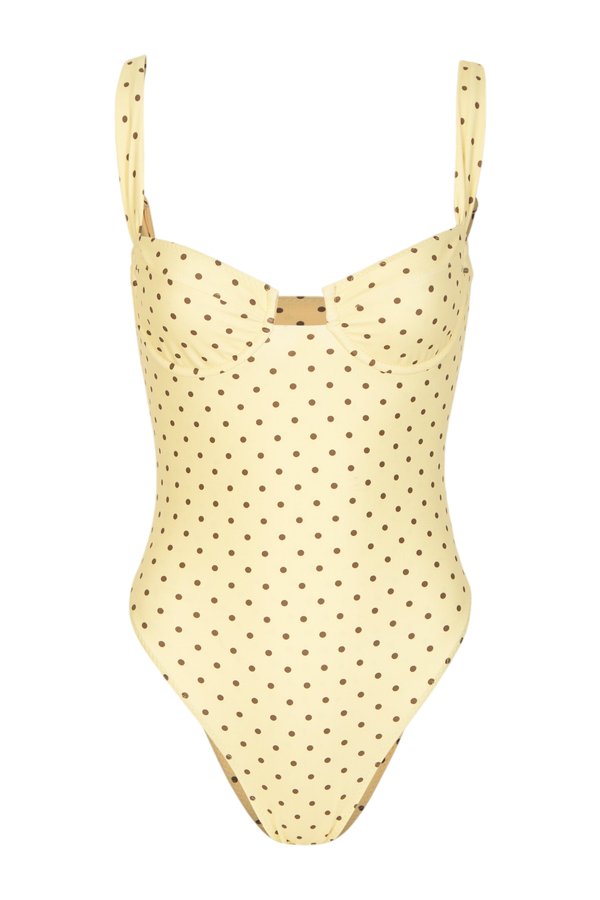 Bustier One Piece (Yellow Brown Polka Dot) — packshot