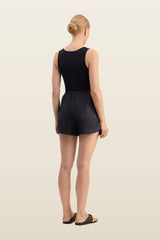 CABO Elasticated silk shorts — model back
