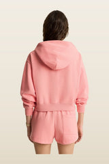 California Emblem Soft Cropped Hoodie - Carnation/White — model back