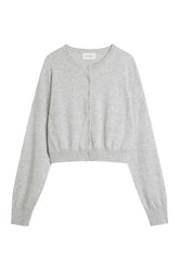 Cashmere Relaxed Cropped Cardigan - Grey Marle — packshot