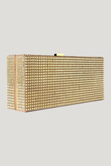 Cassie In Gold Crystal And Beige Suede — model front