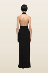 Cassis Drape Maxi Dress — model back