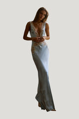 Celestia Maxi Dress in Ciel — model side