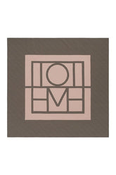 Centered monogram silk scarf walnut — packshot