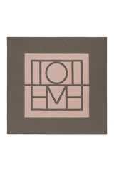 Centered monogram silk scarf walnut — packshot