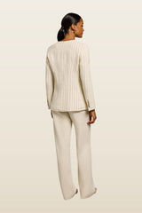 Charlton Blazer (Natural Linen Pinstripe) — model back