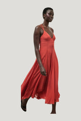 Chiffon Strap Midi Dress — model front