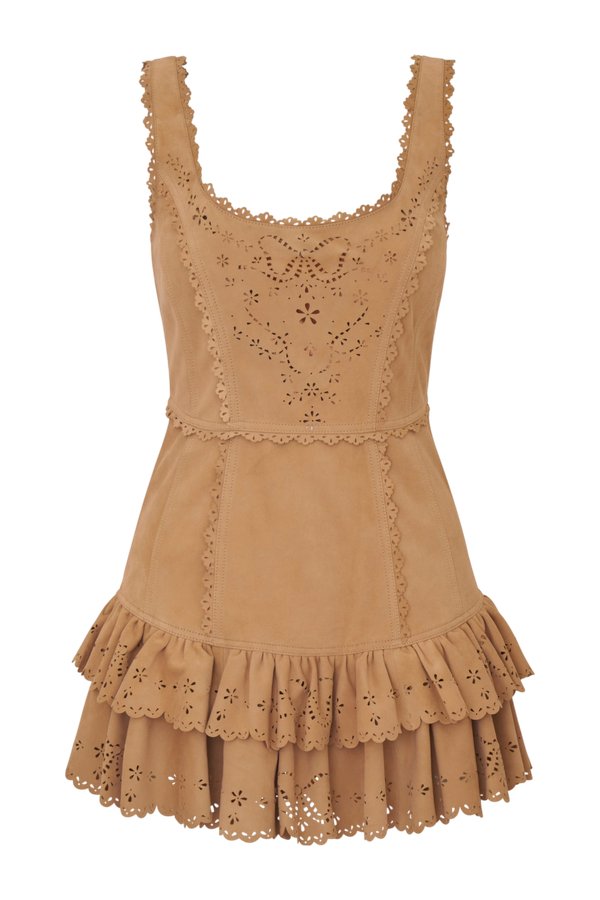 Chrysanthe Suede Eyelet Mini Dress — packshot