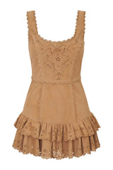Chrysanthe Suede Eyelet Mini Dress — packshot