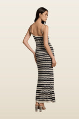 Cindy Crochet Maxi Dress (Ecru Ink — model back