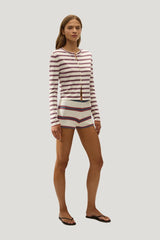 Cinta Cardigan Vintage Breton Stripe Micro — model side