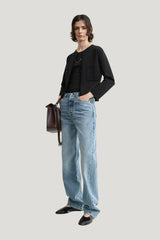 Classic compact knit cardigan — model front