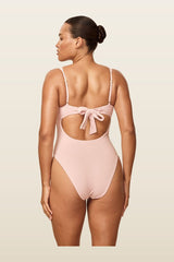 Clovelly One Piece - Powder Pink Rib — model back