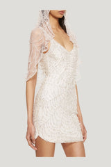 Cobweb Mini Dress - Pearl — model side