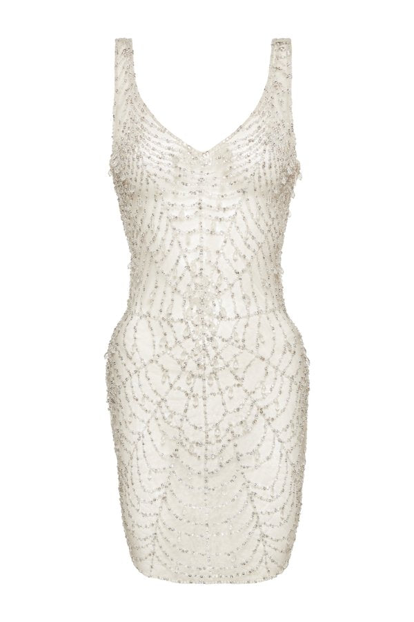 Cobweb Mini Dress - Pearl — packshot