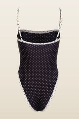 Colorblock One Piece (Black Cream Polka Dot/Cream) — model back