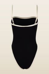 Colorblock One Piece (Faux Suede — model back