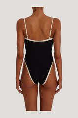 Colorblock One Piece (Faux Suede — model side