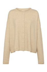 Cozy Knit Boxy Cardigan | Heather Oat — packshot