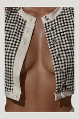 Crete Swim Cardi - Black Gingham — model side