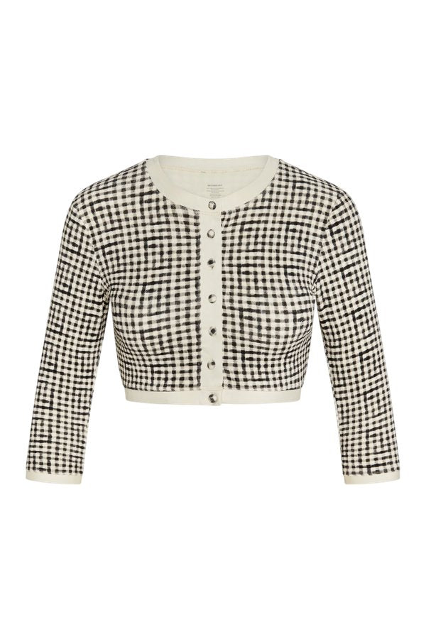 Crete Swim Cardi - Black Gingham — packshot