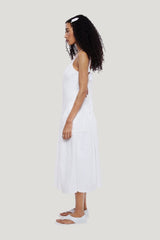 Cricket Dress In White Eyelet — model side