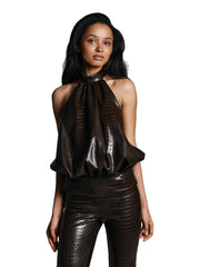 Bubble Top In Brown Croc