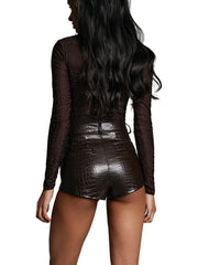 Vixen Shorts In Brown Croc
