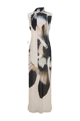 Dakota Chiffon Maxi Dress With Scarf - Ivory Oversized Floral Print — packshot