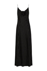 Deep V Rosette Gown (Black Polka Dot) — packshot
