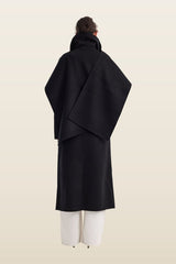Signature double-faced scarf coat with belt — model back